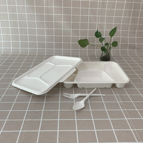 Naglo-load ng mga eco bagasse food box